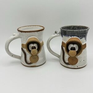 2‎ Art Pottery Mug Scuba Diver Snorkel Wagner Stoneware NASDS Diving Schools VTG